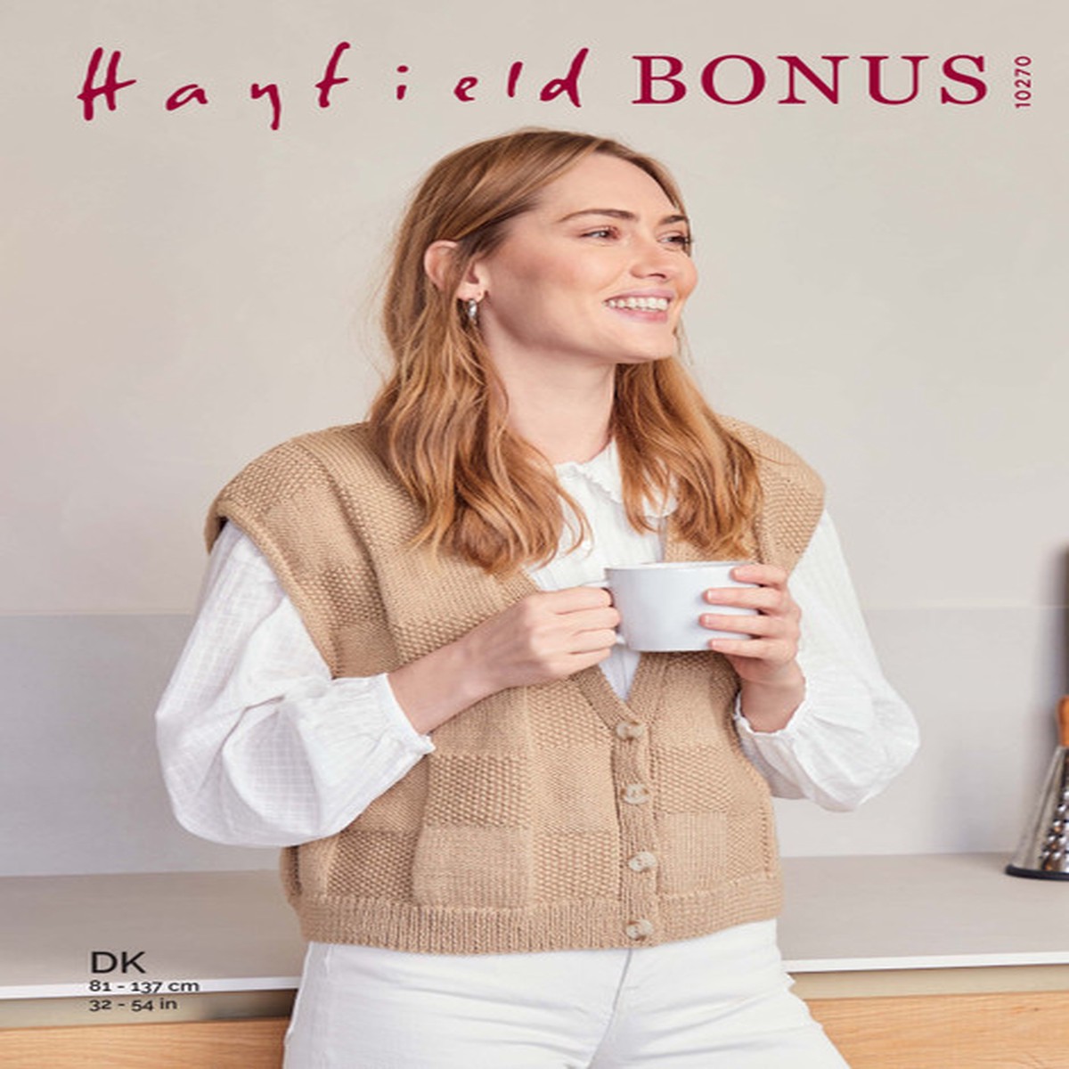 Boxy Chequer Board Waistcoat in Hayfield Bonus DK (10270)