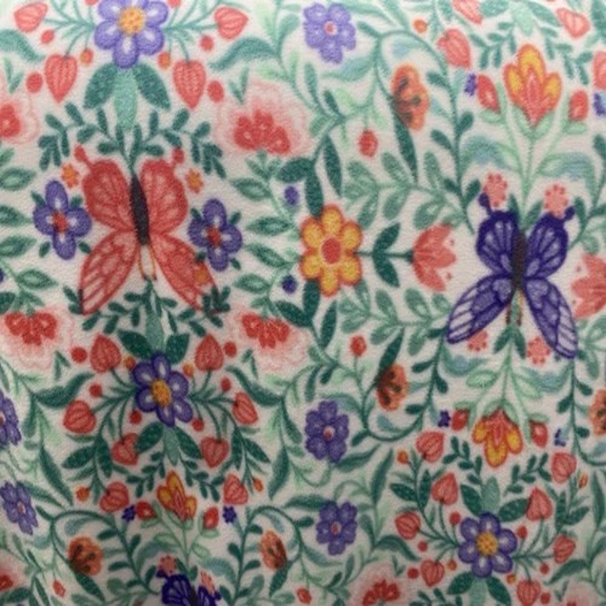 Colorful Flower Butterfly Fleece Fabric, 60 Wide, Sold By The Yard