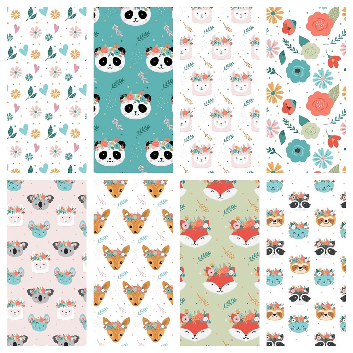 Cute Animals Florals Fabric Collection - 12 Yard Bundle