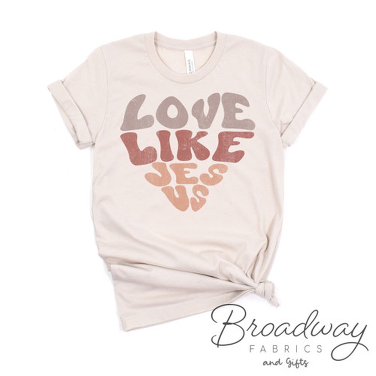 Love Like Jesus modern Valentine tee - Bella Canvas heather dust adult toddler kids shirt
