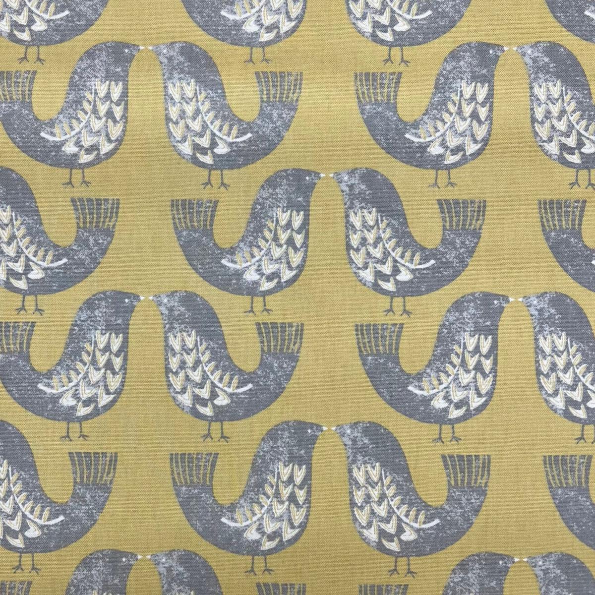 3m iLiv Scandi Birds Mustard Cotton Curtain Upholstery Cushion Blind Fabric