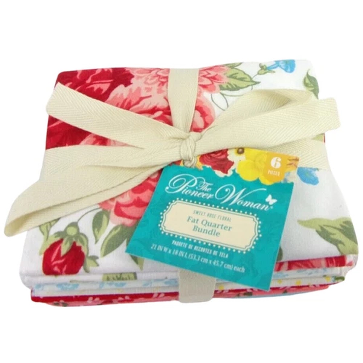 Pioneer Woman 6pc SWEET ROSE Fat Qtr 18" x 21" 100% Cotton Quilt Fabric