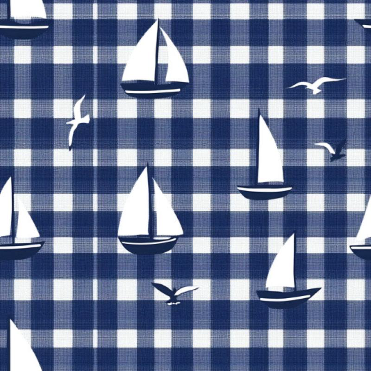 Blue Sailboat Pattern 1 Quilting Cotton Fabric
