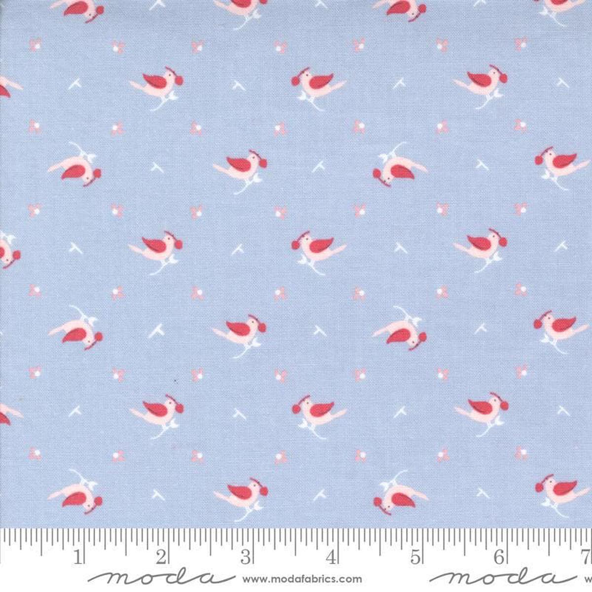 Hollyhocks Roses Birds 3053 Sky - Moda Fabrics - Blossoms Novelty Bird - Quilting Cotton Fabric