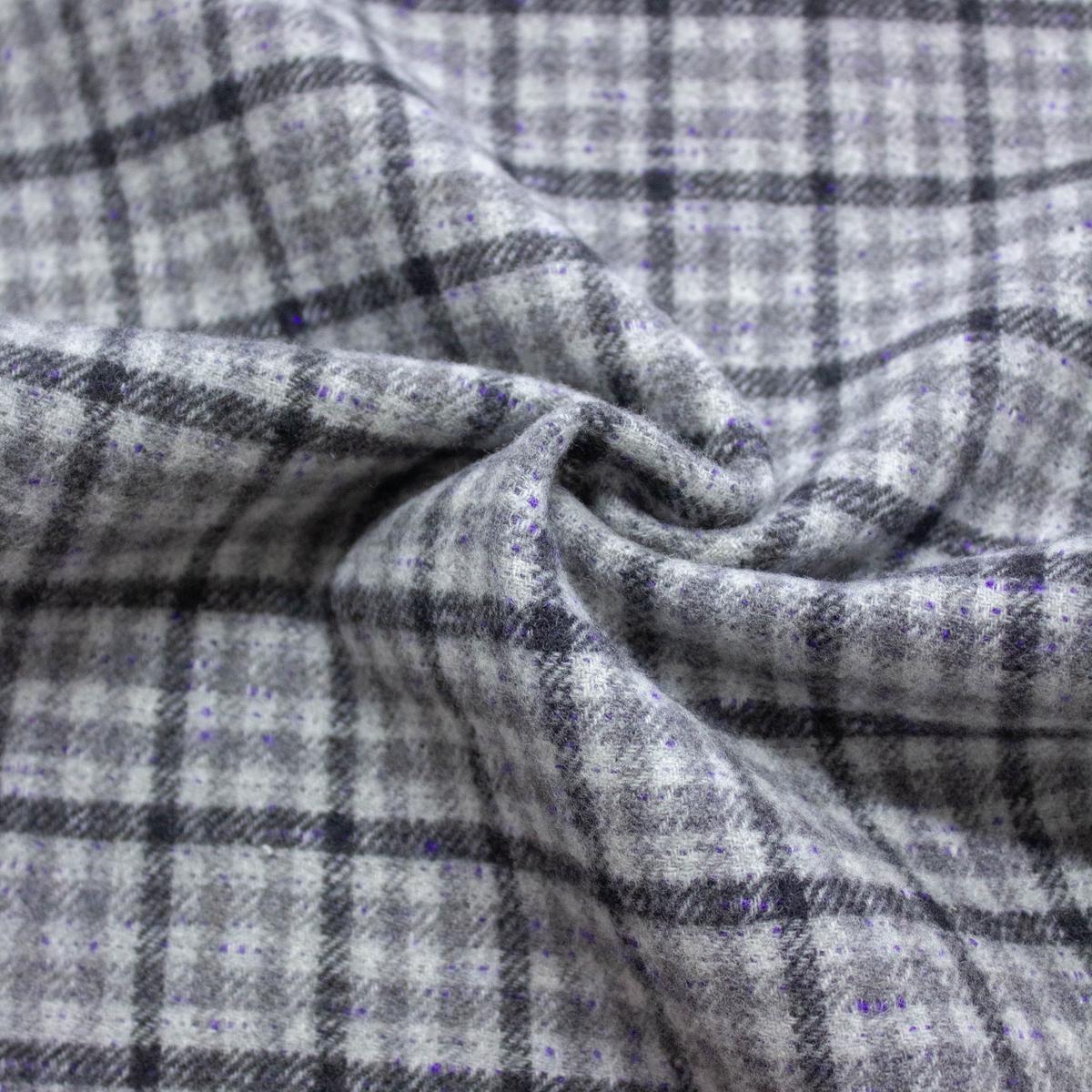 Omyr Grey Check Wool Double Face Fabric