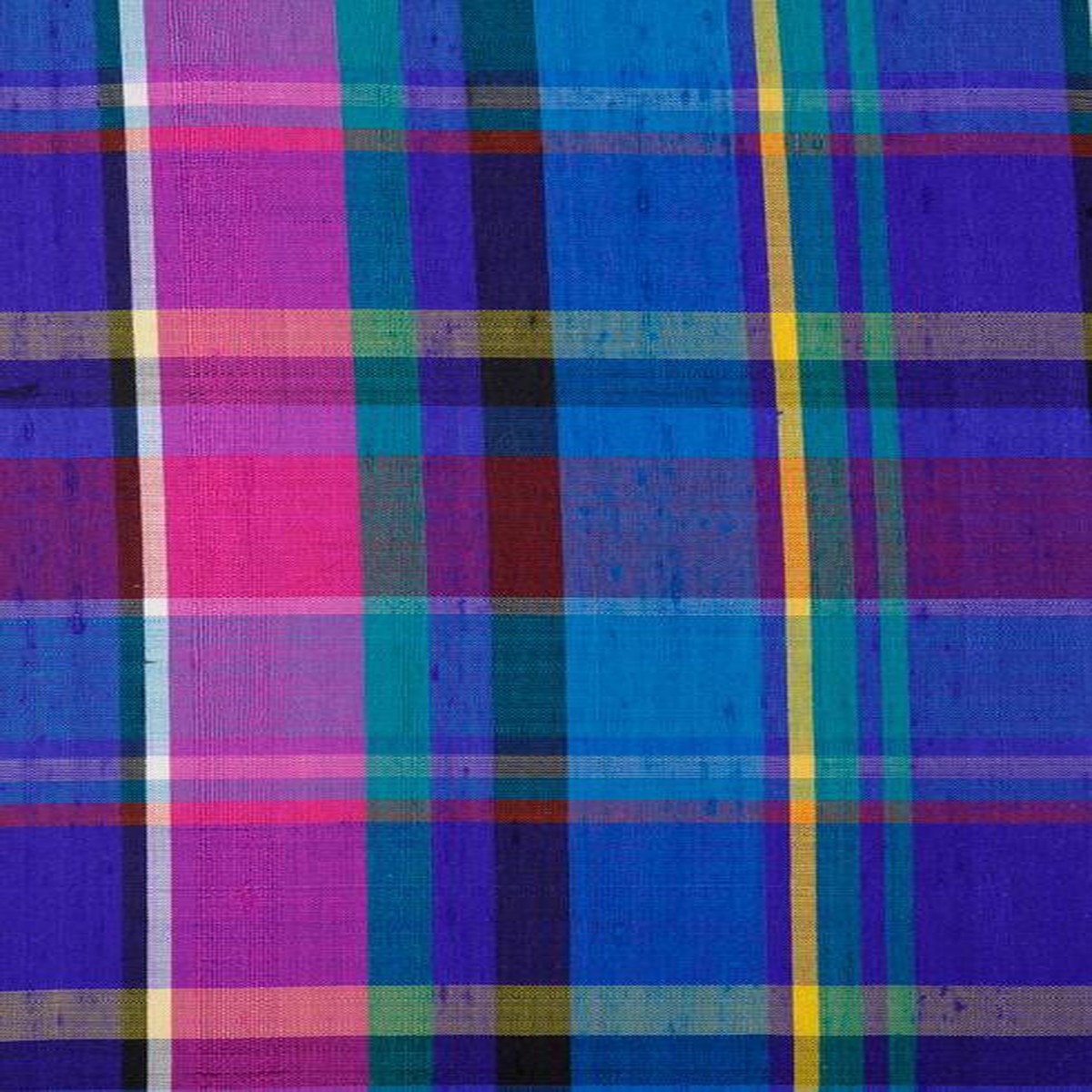 Blue Madras 157 Plaid Silk Shantung