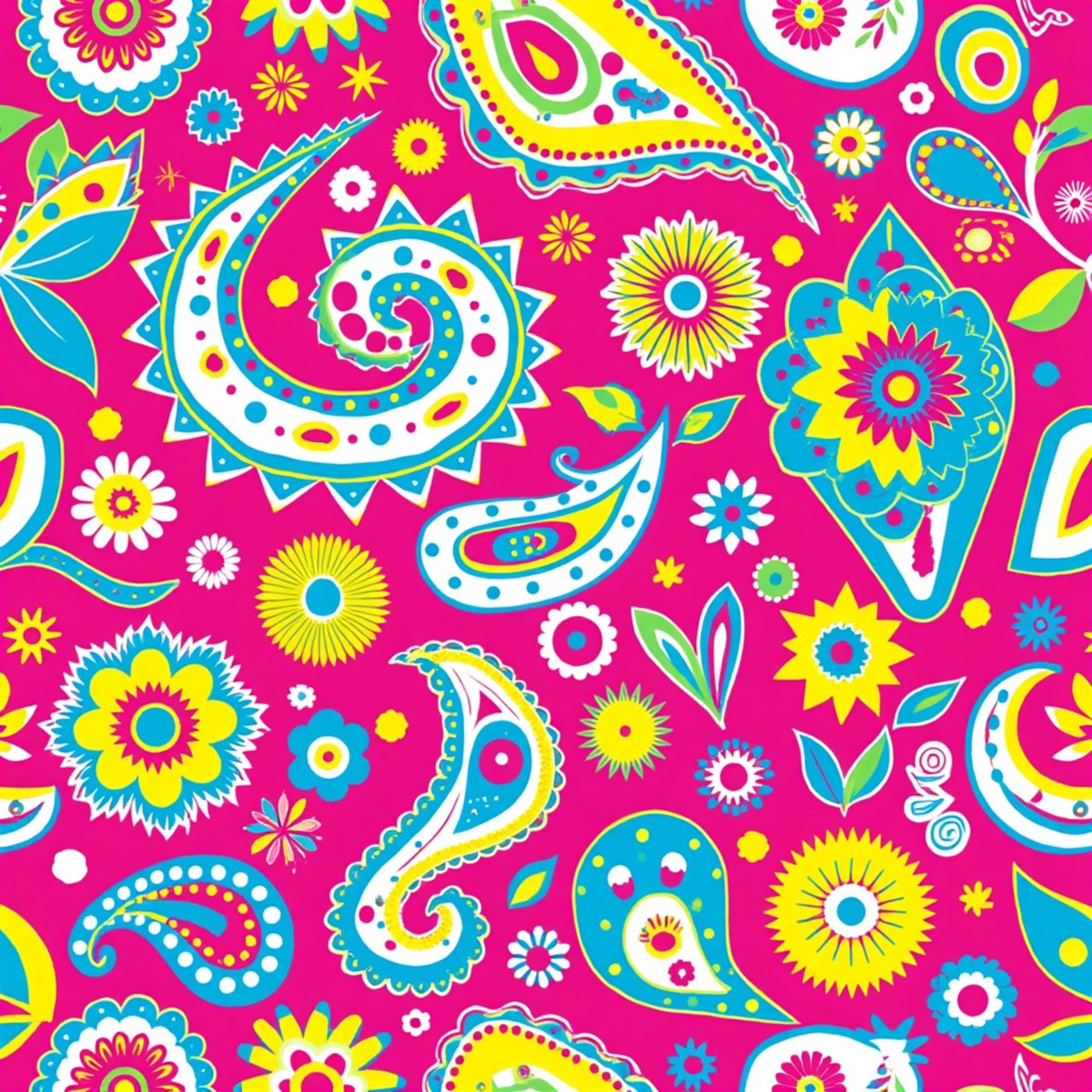 Bright Preppy Paisley Pattern 15 Quilting Cotton Fabric