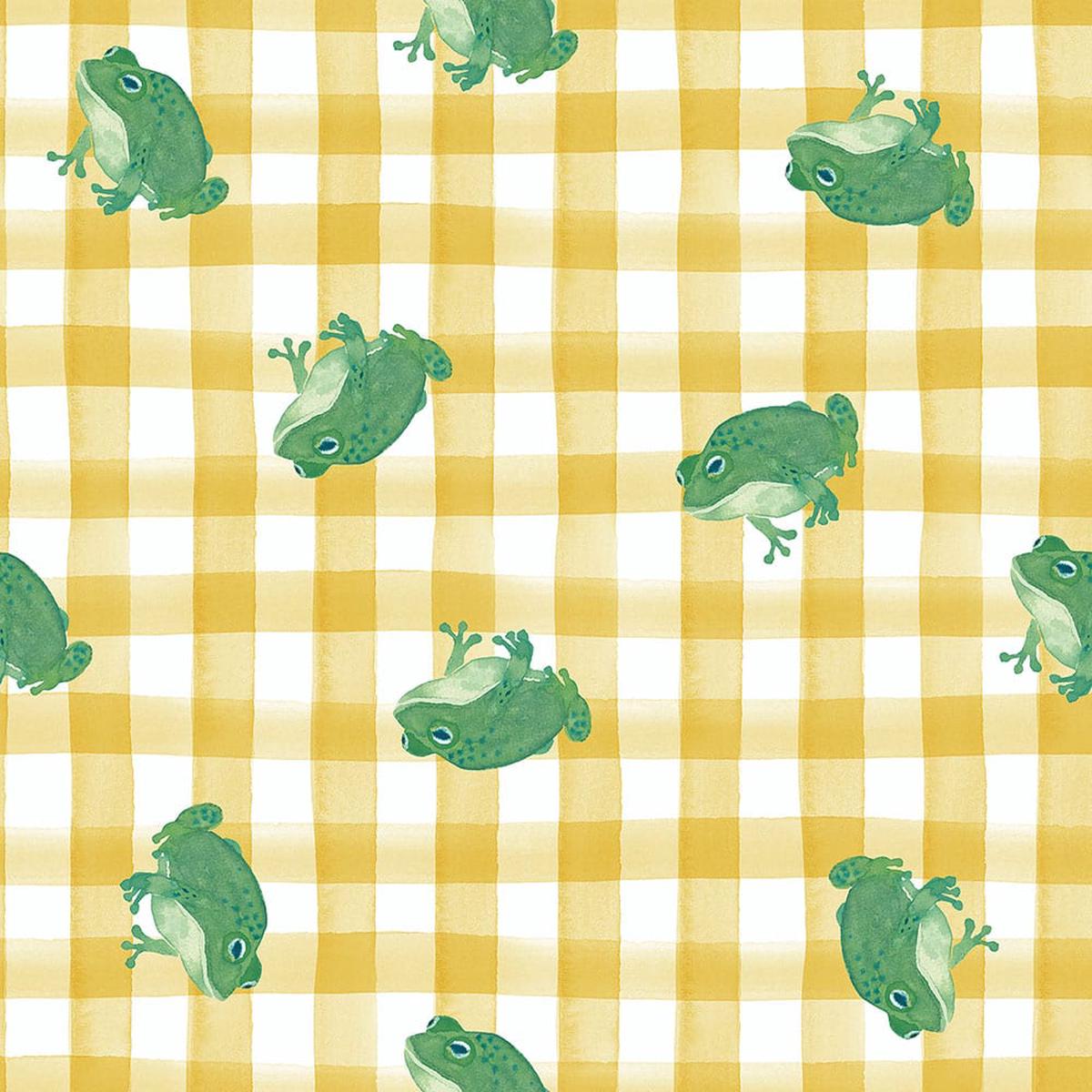 Lewis and Irene Wee Bluebell Garden Explorer - Frog Gingham Mushrooms Sunshine WB029