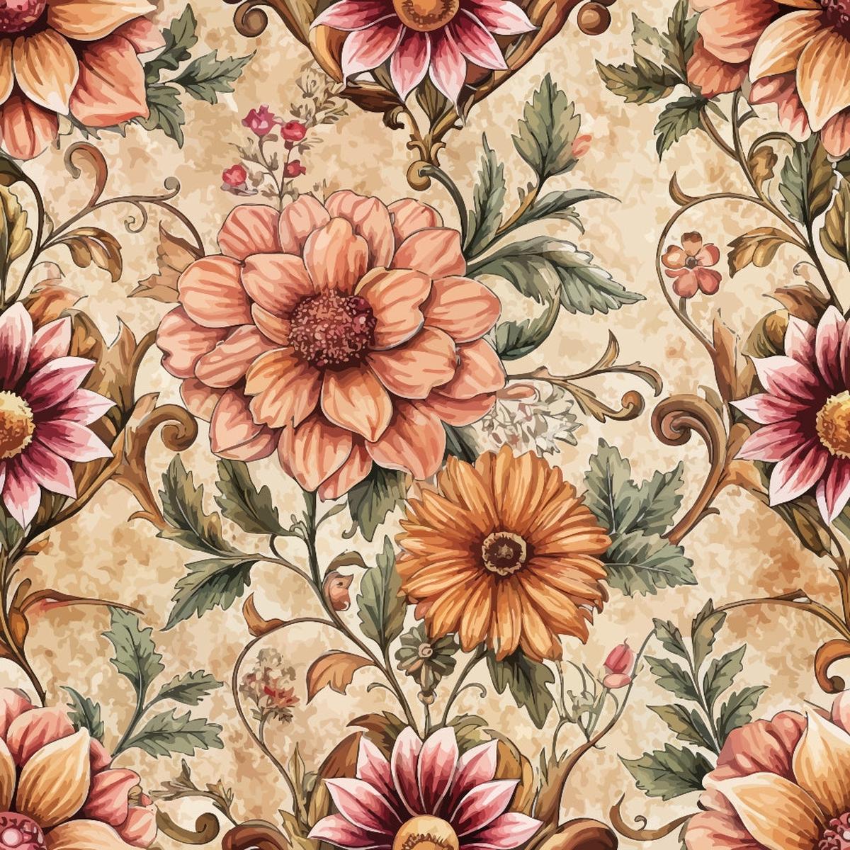 Baroque Florals Pattern 175 Quilting Cotton Fabric