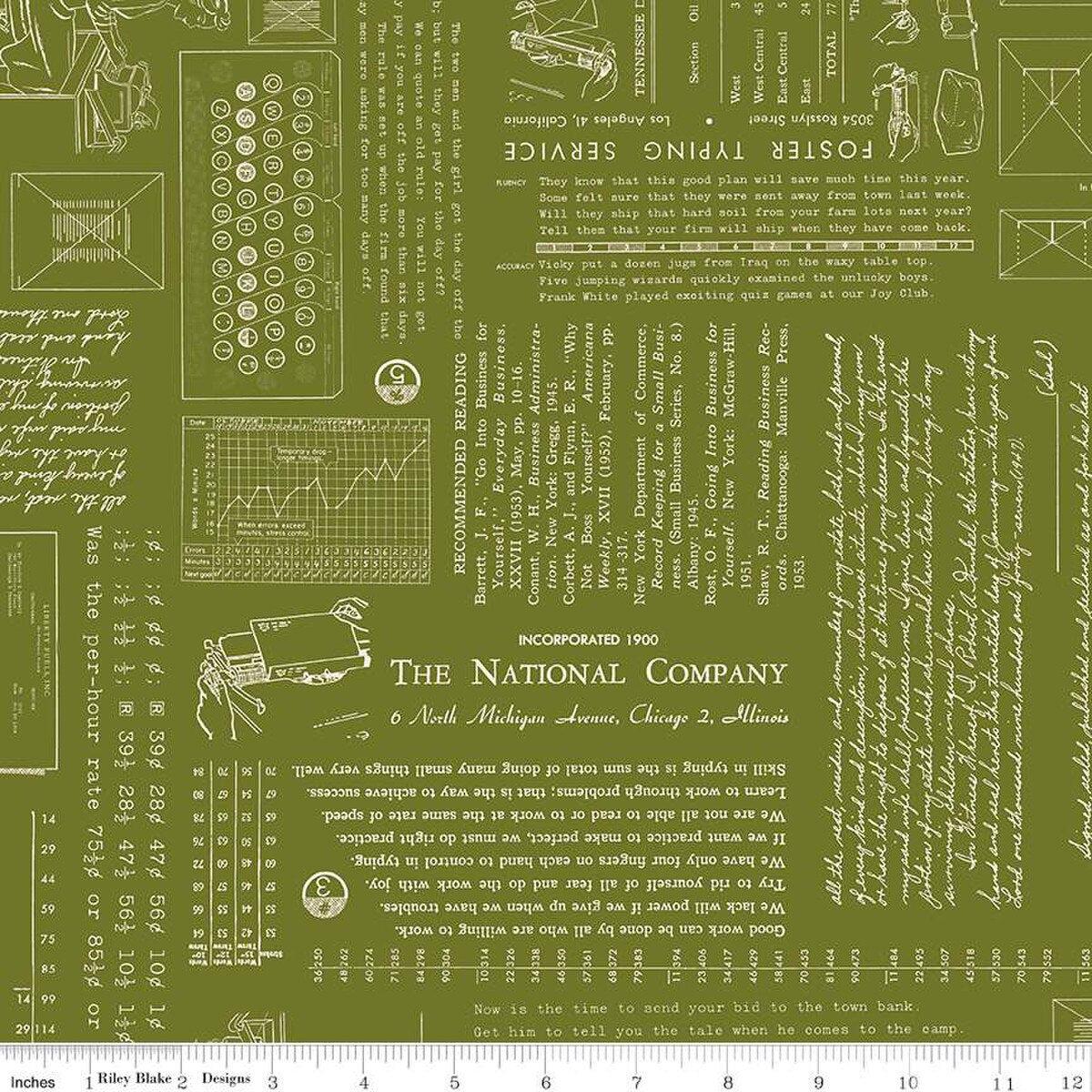 Fabric Riley Blake Lori Holt Parsley TYPE/ography by the Quarter Yard C16850-PARSLEY