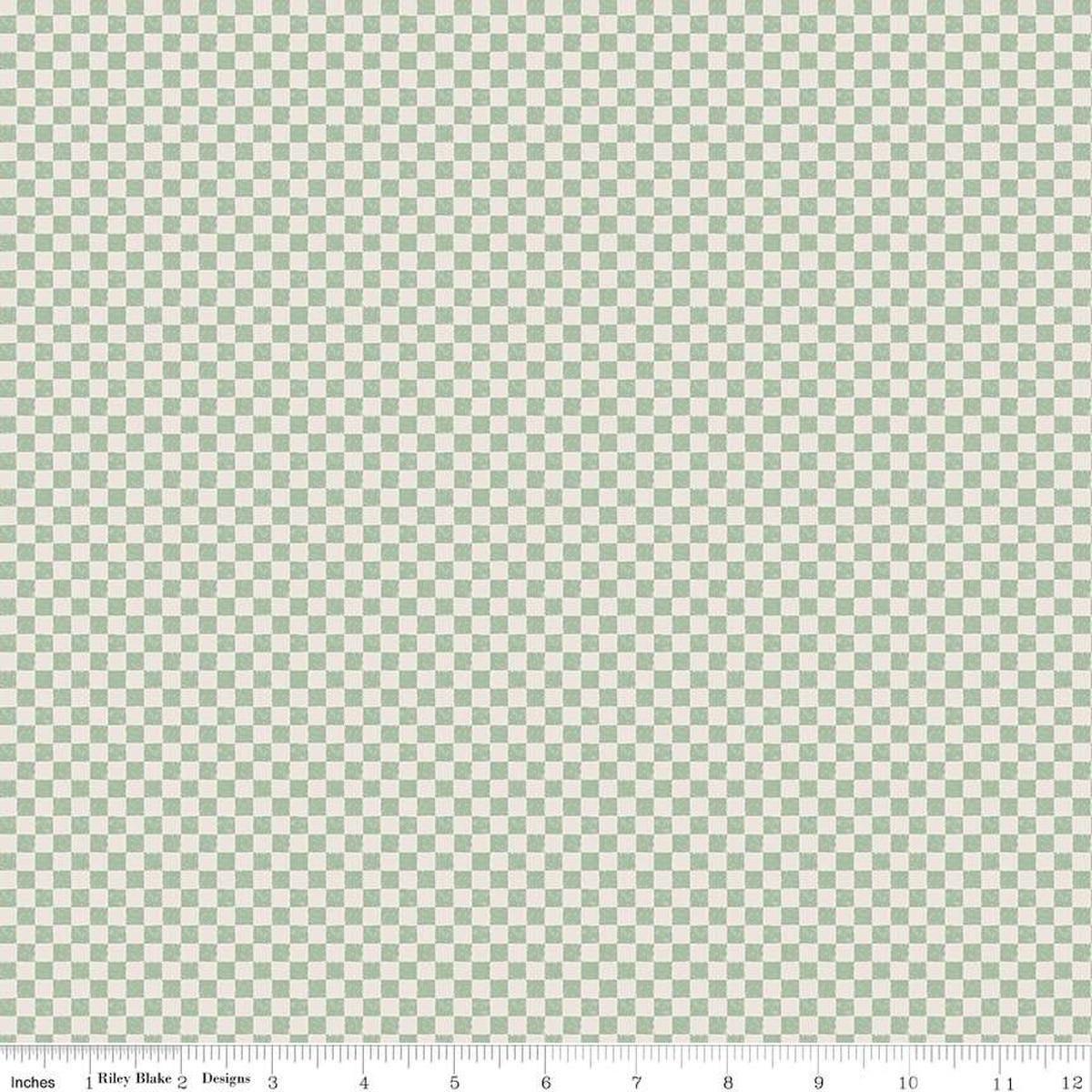 SALE Check Please! 1/4" Check on Ivory C825 Sage - Riley Blake Designs - Checkered PRINTED Small Gingham - Quilting Cotton Fabric