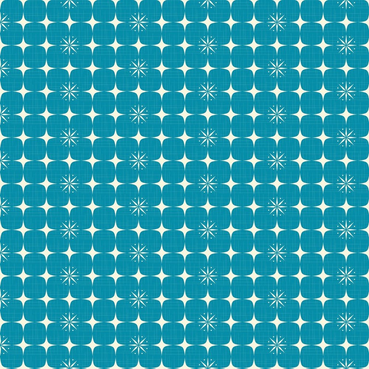 1950s Atomic Starbursts Pattern 6 Fabric - Blue