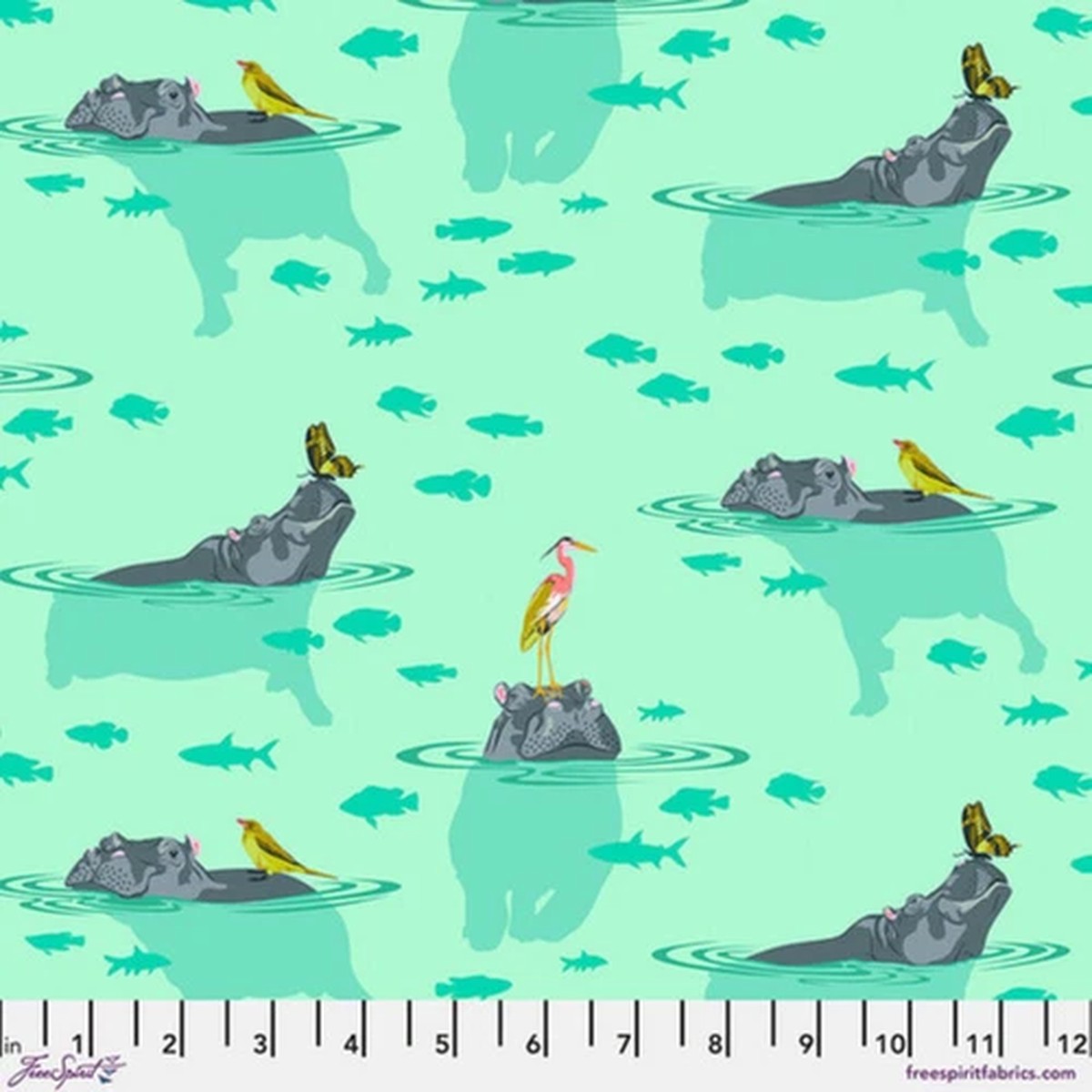 Free Spirit Fabric / My Hippos Don't Lie - Spirit || Everglow / by the Half Yard