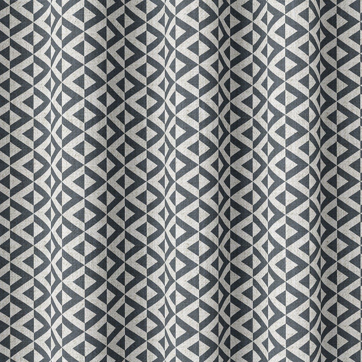 'Abstrakte' Fabric by the Metre (Petrol Blue/ White)