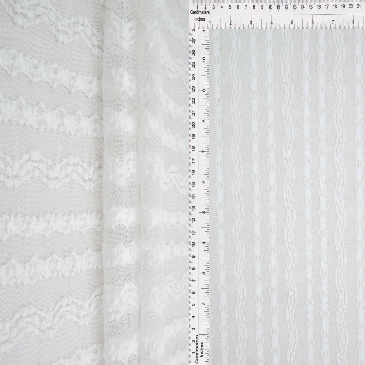 Chevron Lace Textured Knit Fabric - KNC-33535 - WHITE