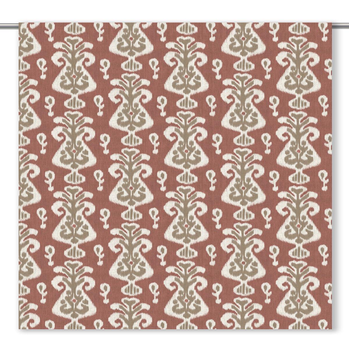 'Grenadine Patch' Fabric by the Yard (Terracotta Red/ Beige-Green)