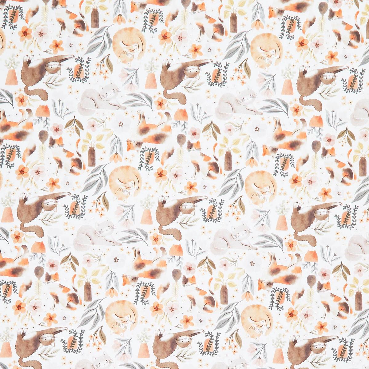 Petal and Purr - Purrflect Plants White Yardage