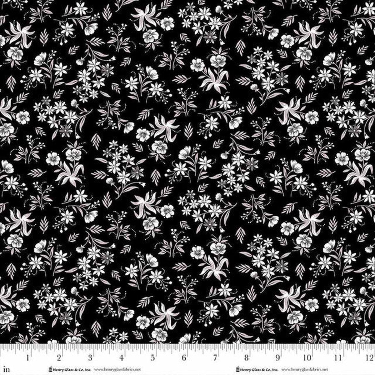 Black Nosegays Scarlet's Treasure 44"/45" Cotton Fabric Per Yard