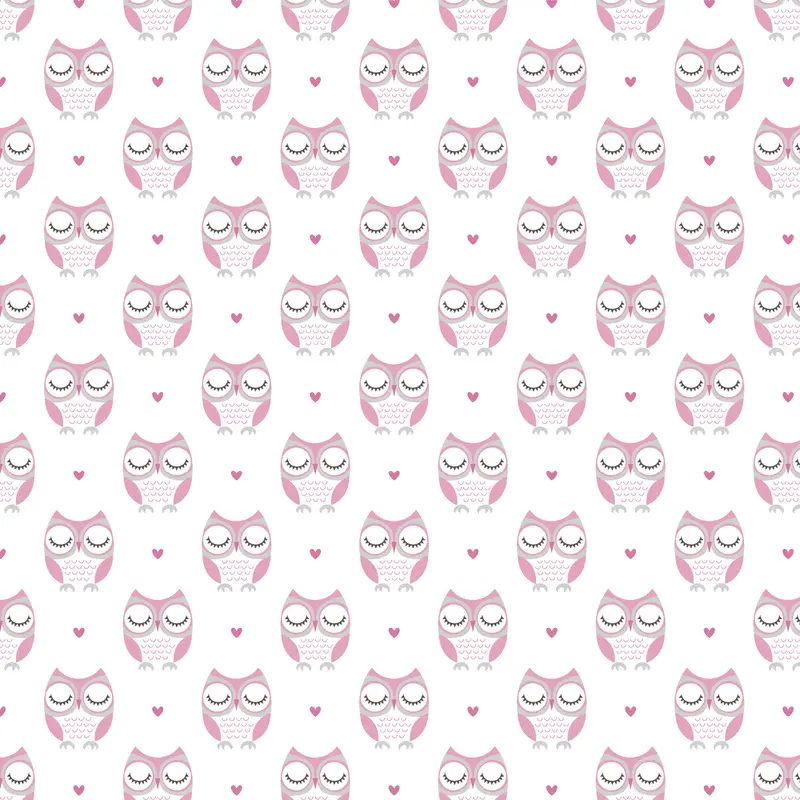 Soft Cartoon Owl Fabric - Pink