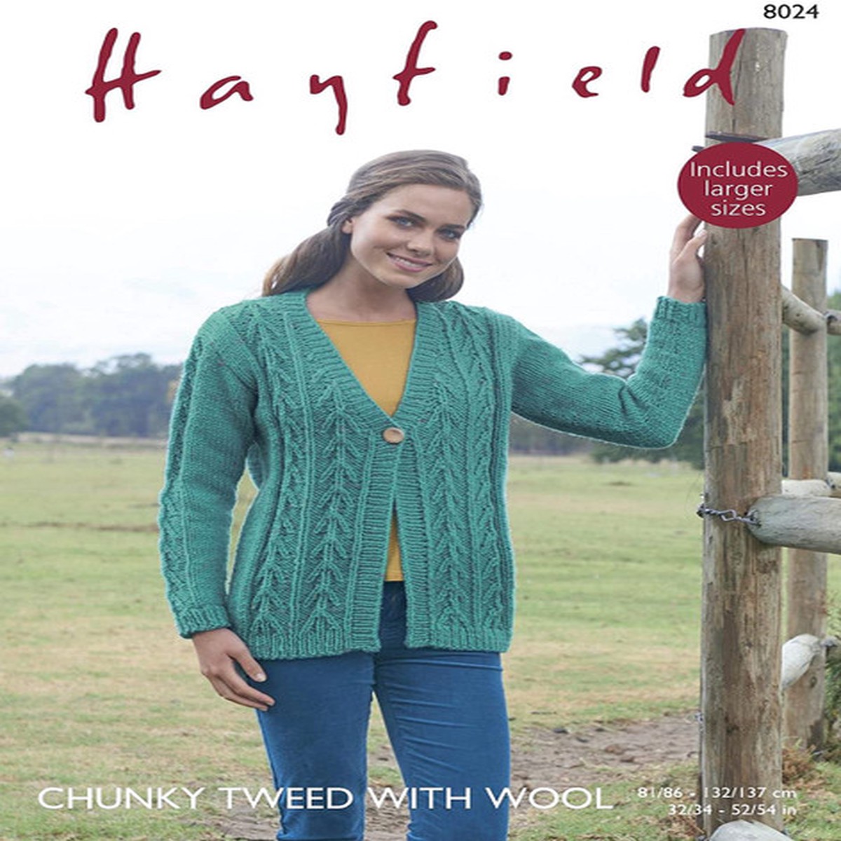 V Neck Cardigan in Hayfield Chunky Tweed (8024)