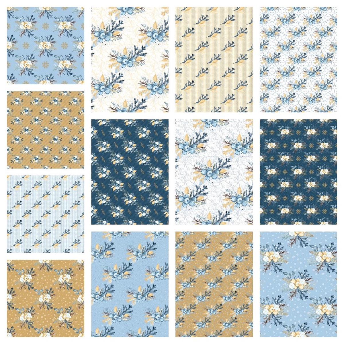 Crisp Winter Berry Fabric Collection - 12 Yard Bundle