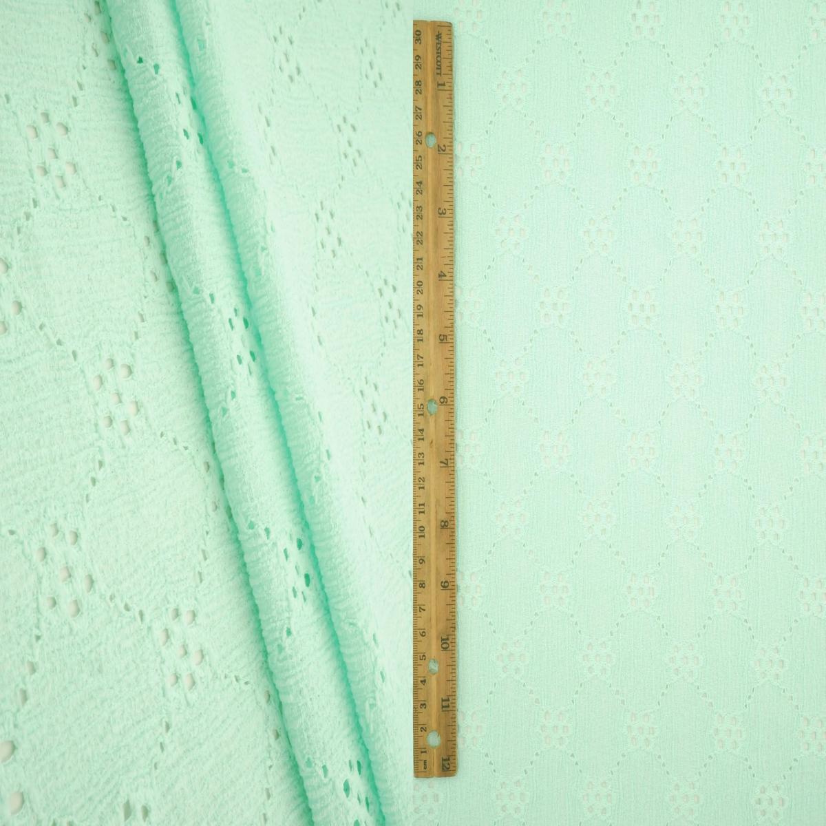 Geo Floral Eyelet Lace Fabric - LACE4556 - MINT
