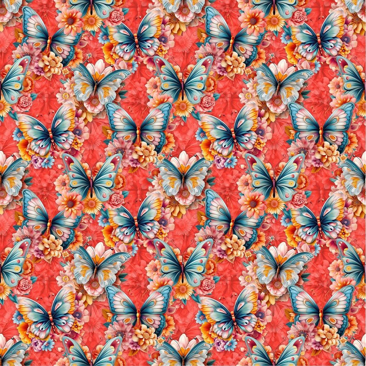 Vibrant Butterflies Floral Fabric