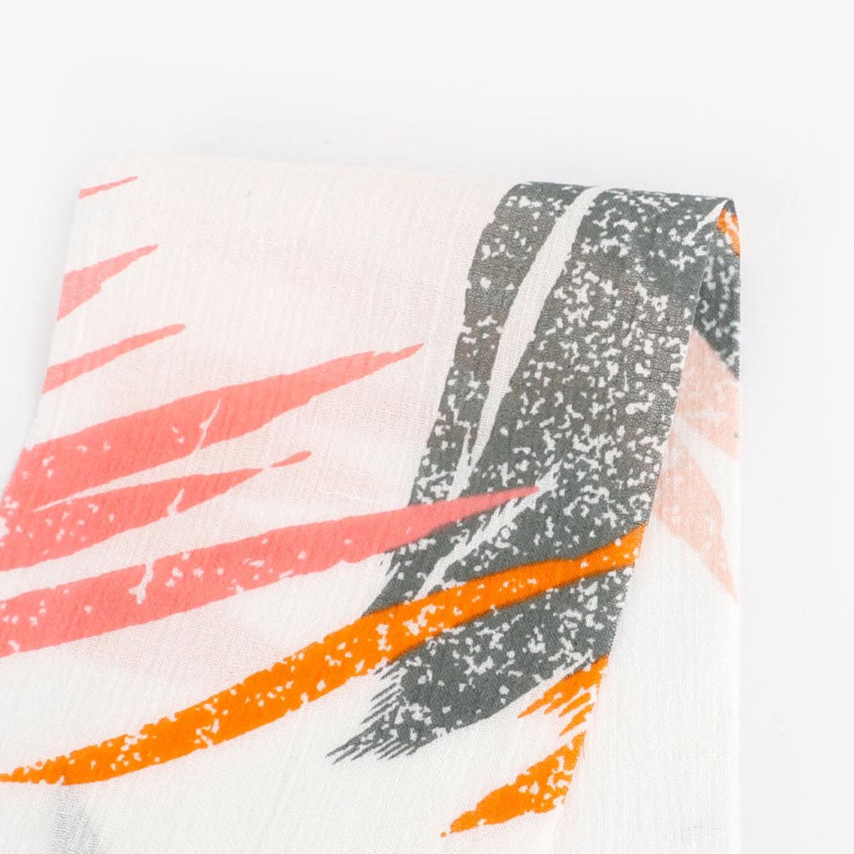Slash leaf Cotton Muslin - Orange/Pink