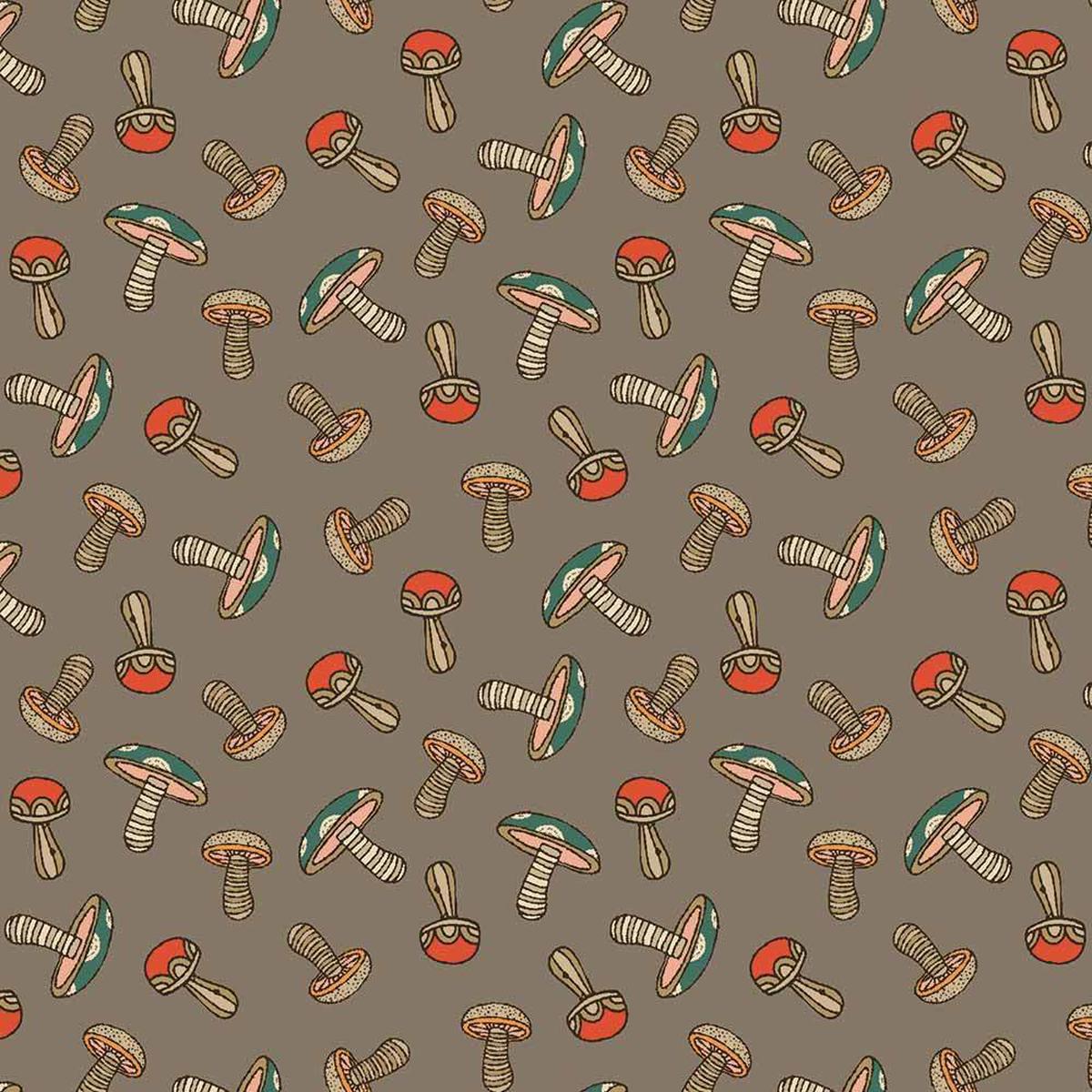 Benartex - Small Wonders by Valentina Harper - Mushroom Wonder - Taupe - Yardage