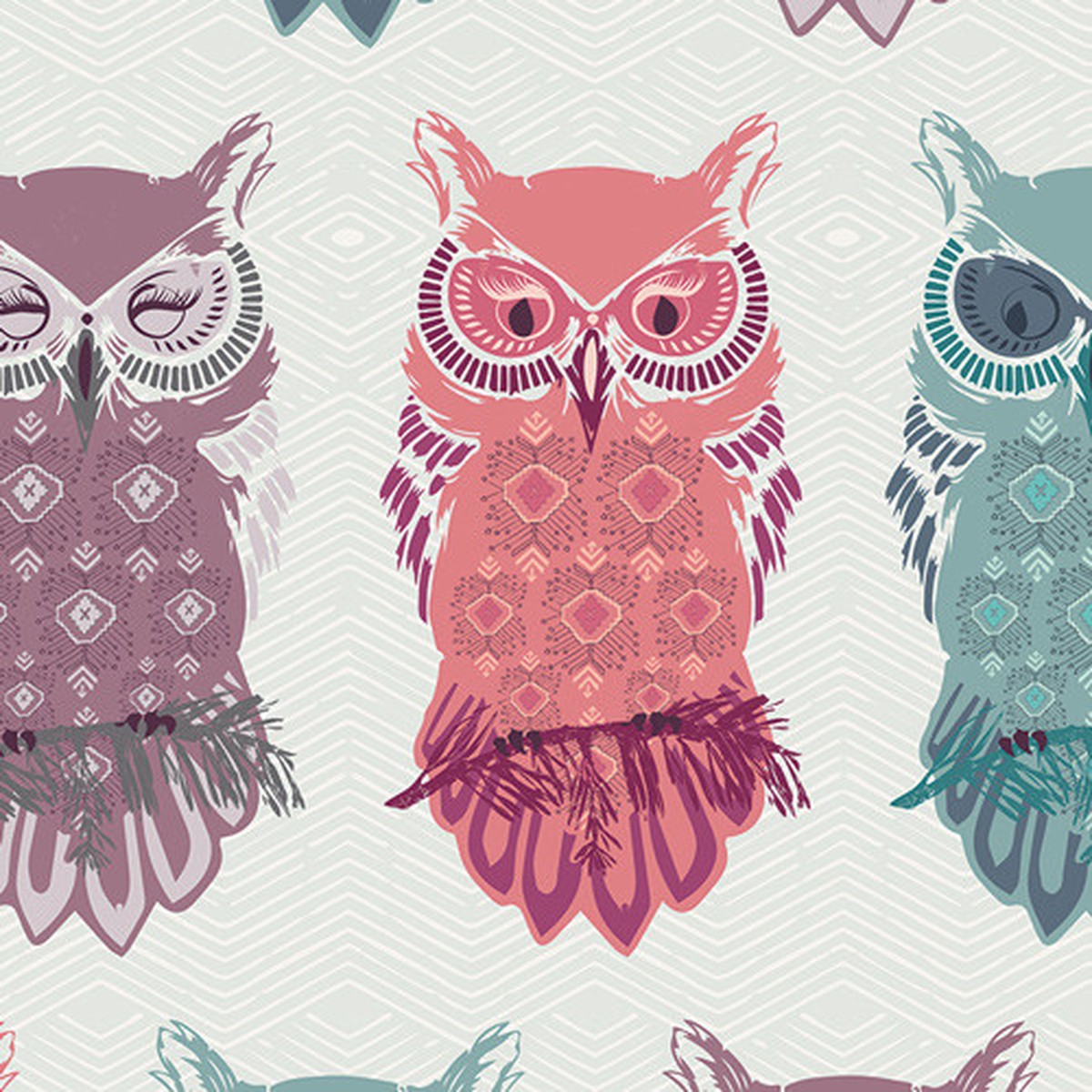 Pastel owl fabric, Art Gallery Fabrics Bird of Night Mist cotton, QTR YD