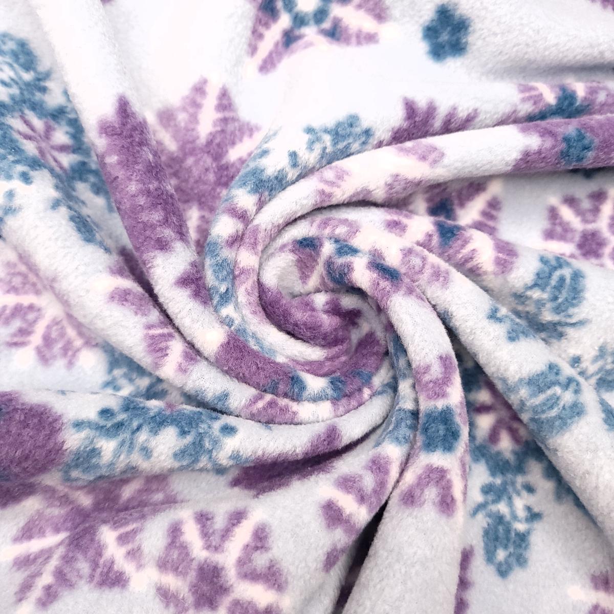 Waltz Of The Snowflakes - Fleece Poly Knit - Blue/Purple Snowflakes - 2M Bundle