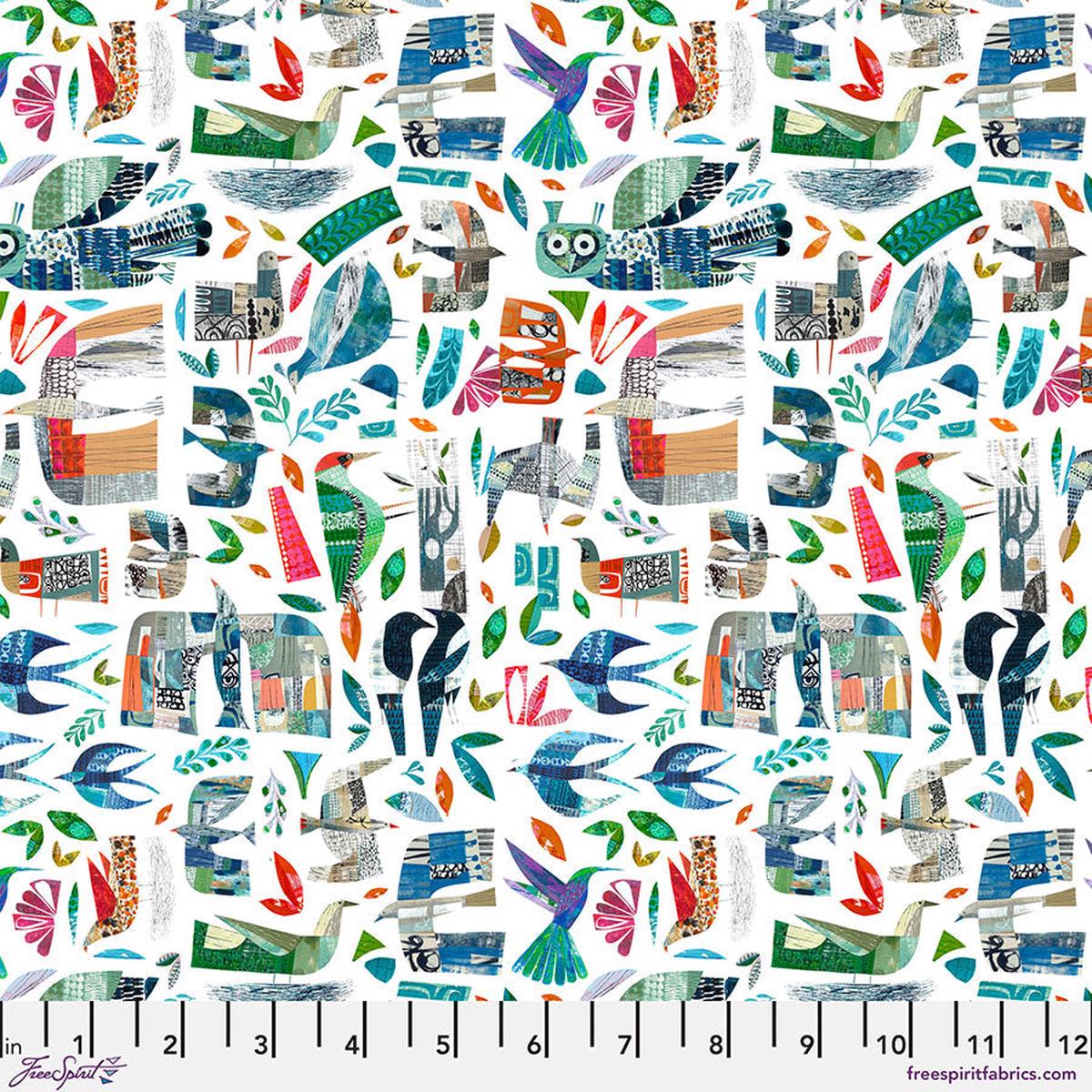 Wild Birds Bright Cotton 44"/45" Fabric Per Yard