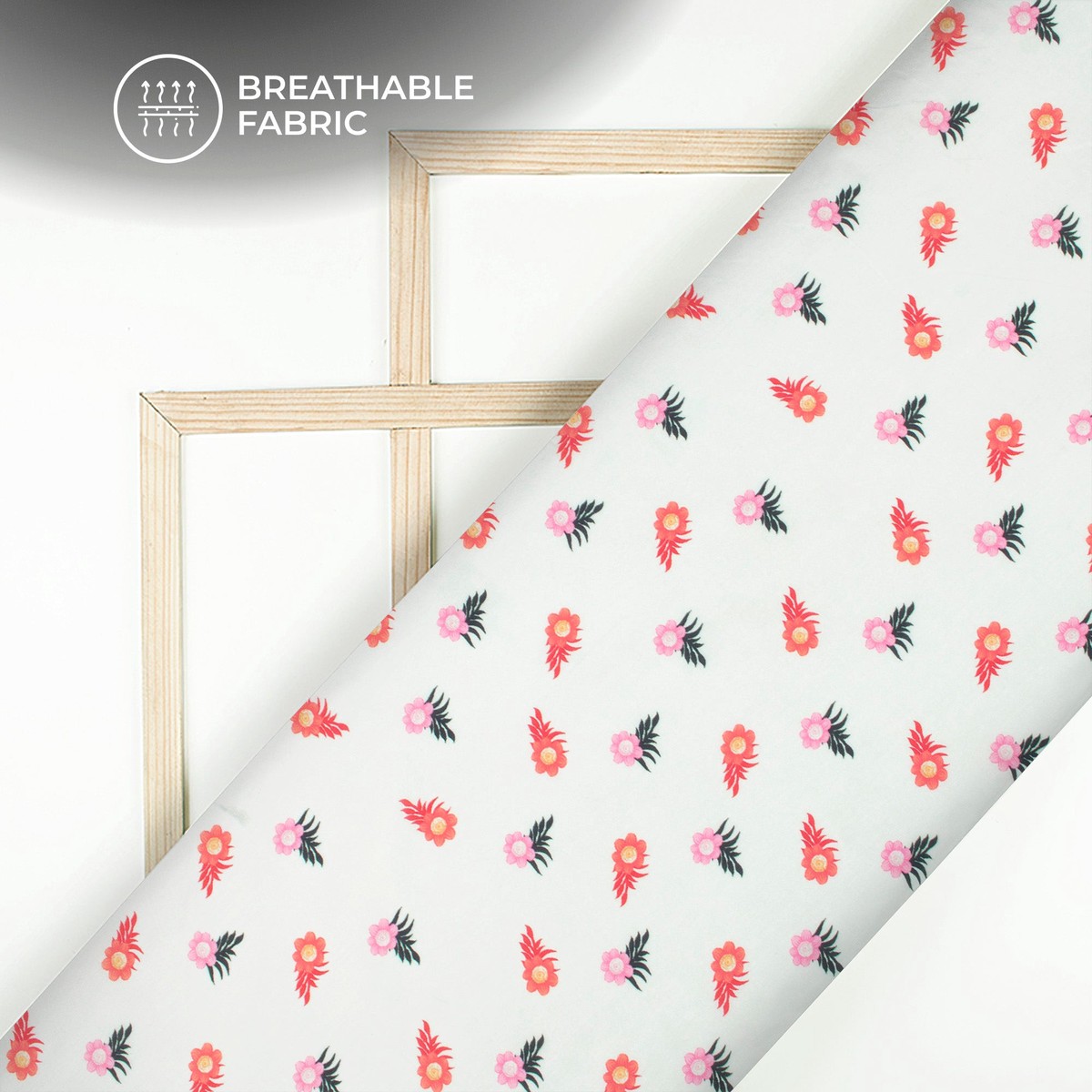 Blush Pink Floral Digital Print Muslin Fabric