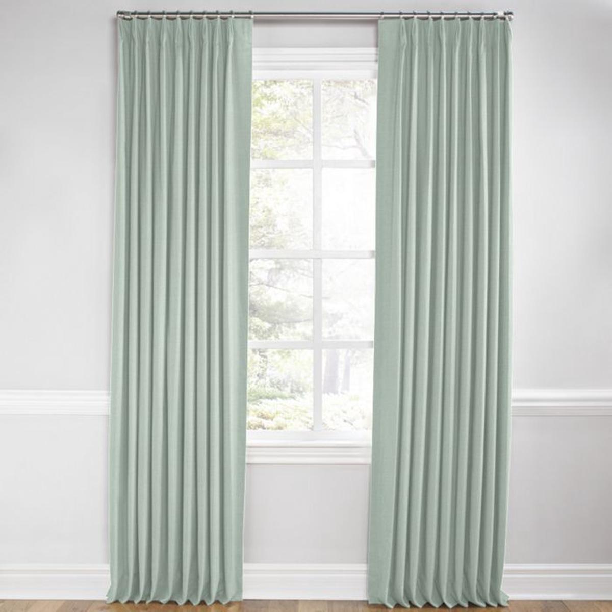 Euro Pleat Drapery in Lush Linen - Seafoam