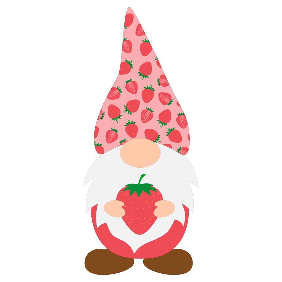 Gnome Holding Strawberry Fabric Panel
