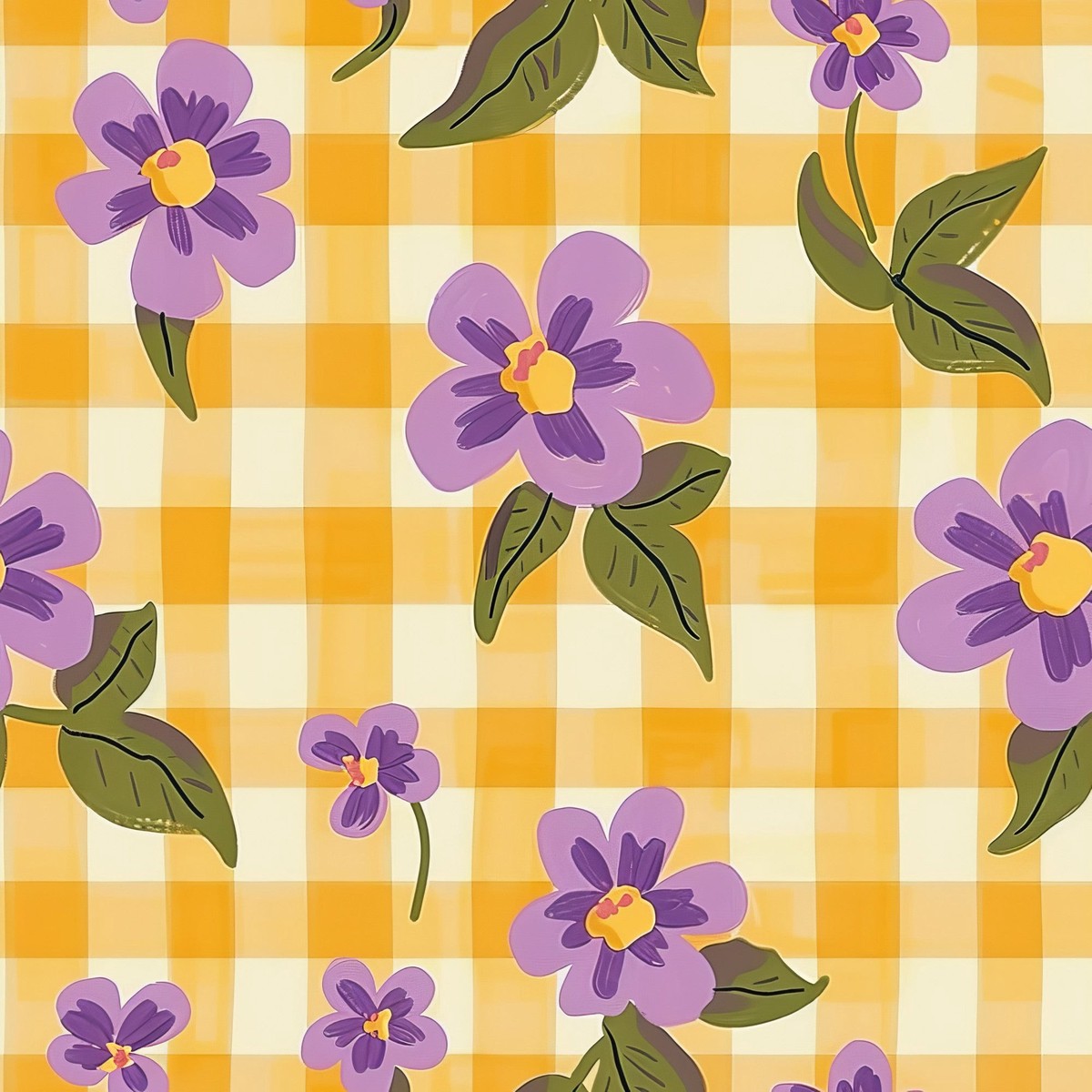 Spring Floral Plaid Pattern 8 Quilting Cotton Fabric