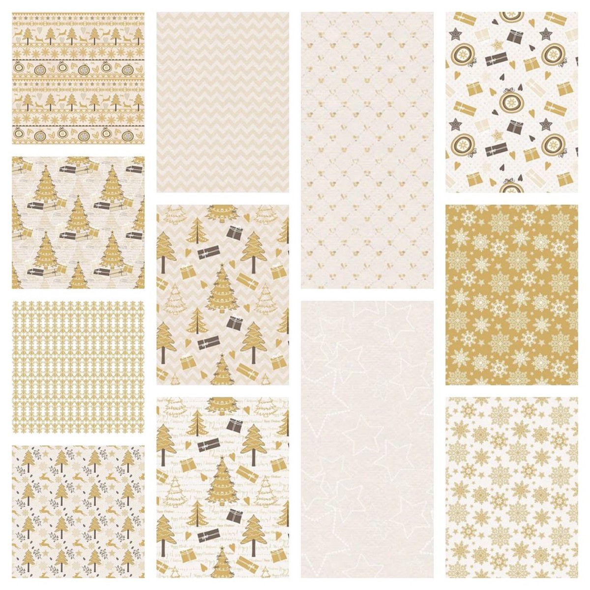 A Golden Christmas Fat Quarter Bundle - 12 Pieces