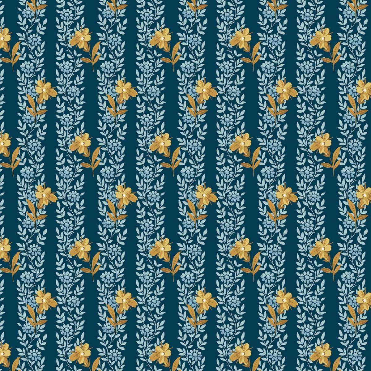 Andover Fabric Beach House By Laundry Basket Quilts - Midnight Blue Poppy A1166B