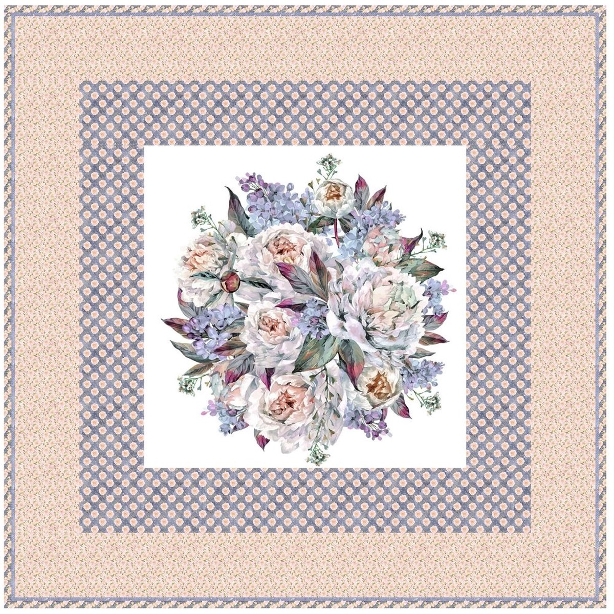 Blushing Round Peonies Bouquet Wall Hanging 42 x 42