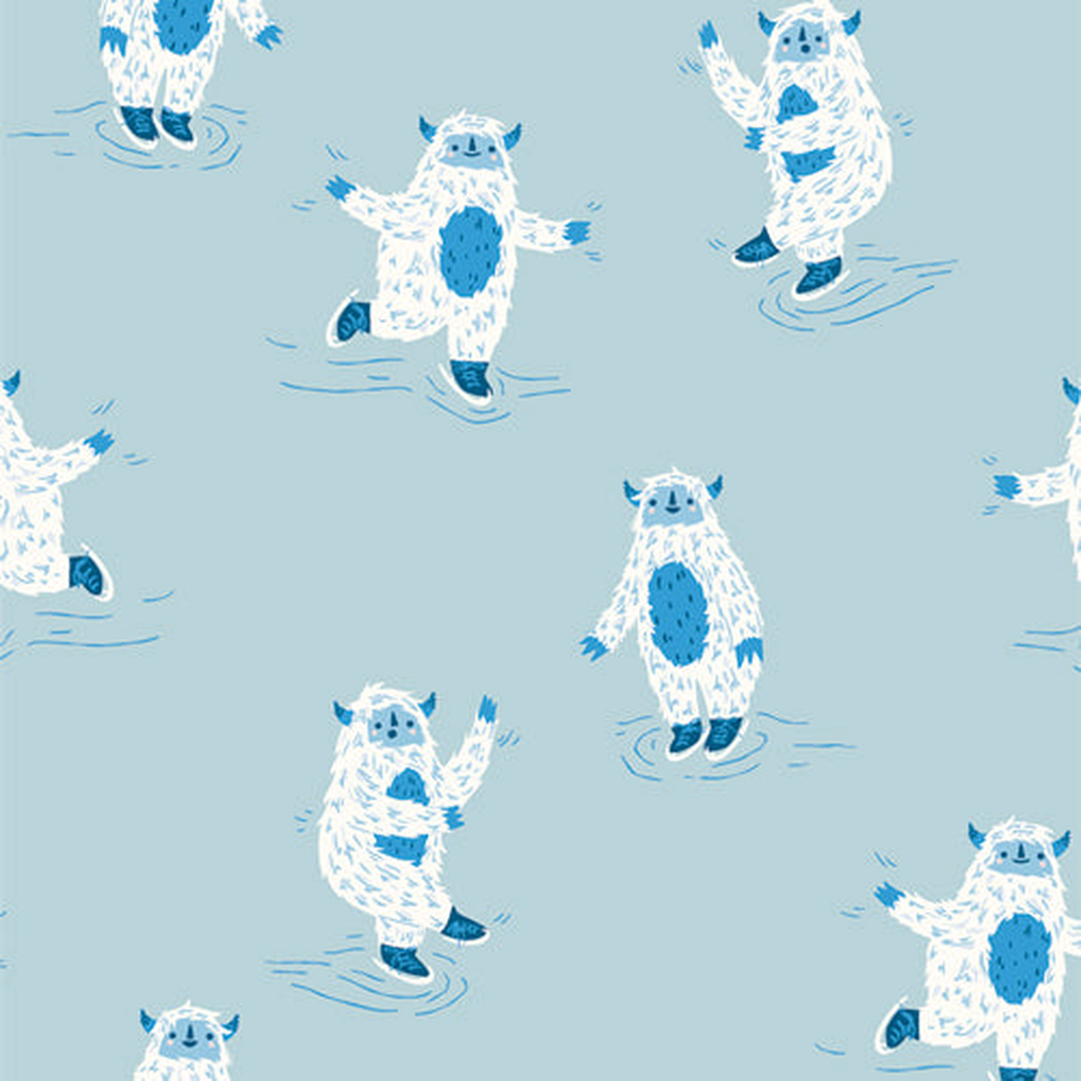 Fabric Art Gallery Yappi Yeti in Flannel Snuggles by the Quarter Yard F11812