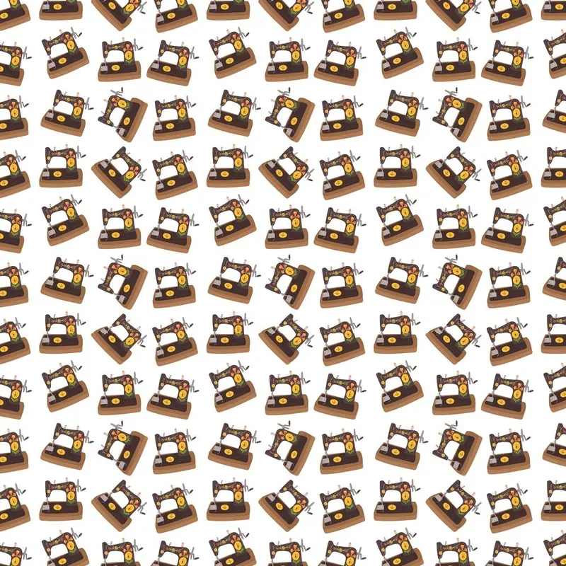 Packed Sewing Machines Fabric - White