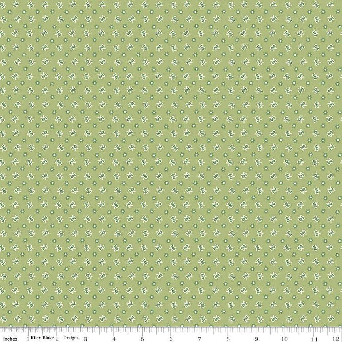 SALE Home Town Hardman C13587 Lettuce - Riley Blake Designs - Floral Flowers - Lori Holt - Quilting Cotton Fabric
