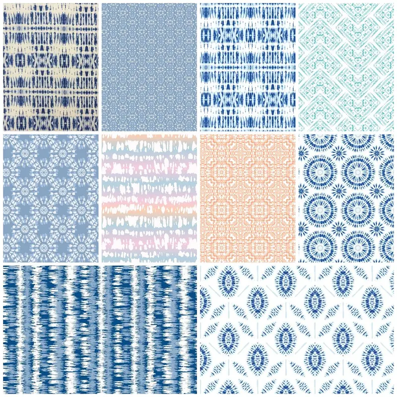 Shibori Tie-Dye Fat Quarter Bundle - 10 Pieces