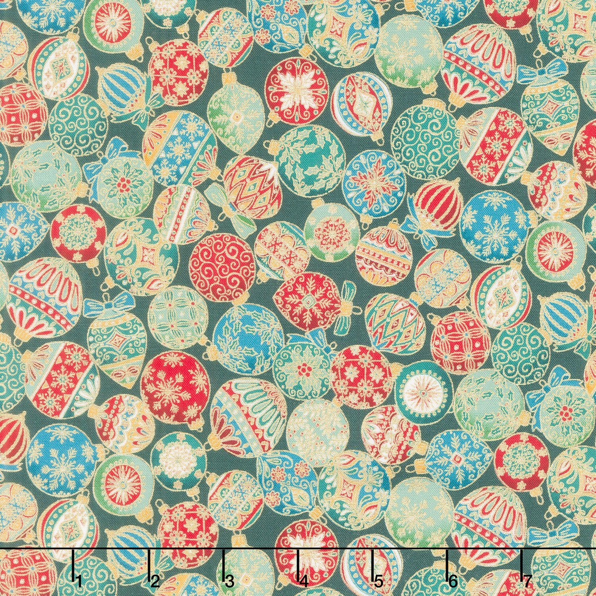 Adorn - Ornament Green Metallic Yardage