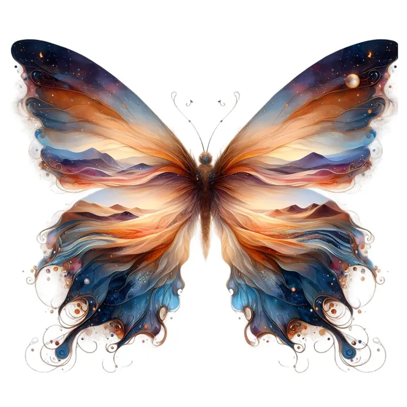 Mystical Butterflies Sunset #1 Fabric Panel
