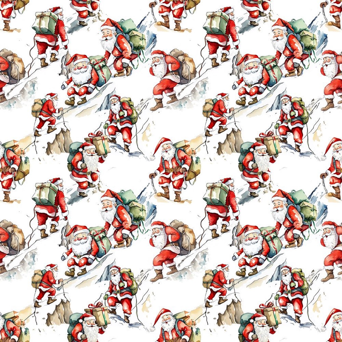 Santa Climbing Mountain Fabric