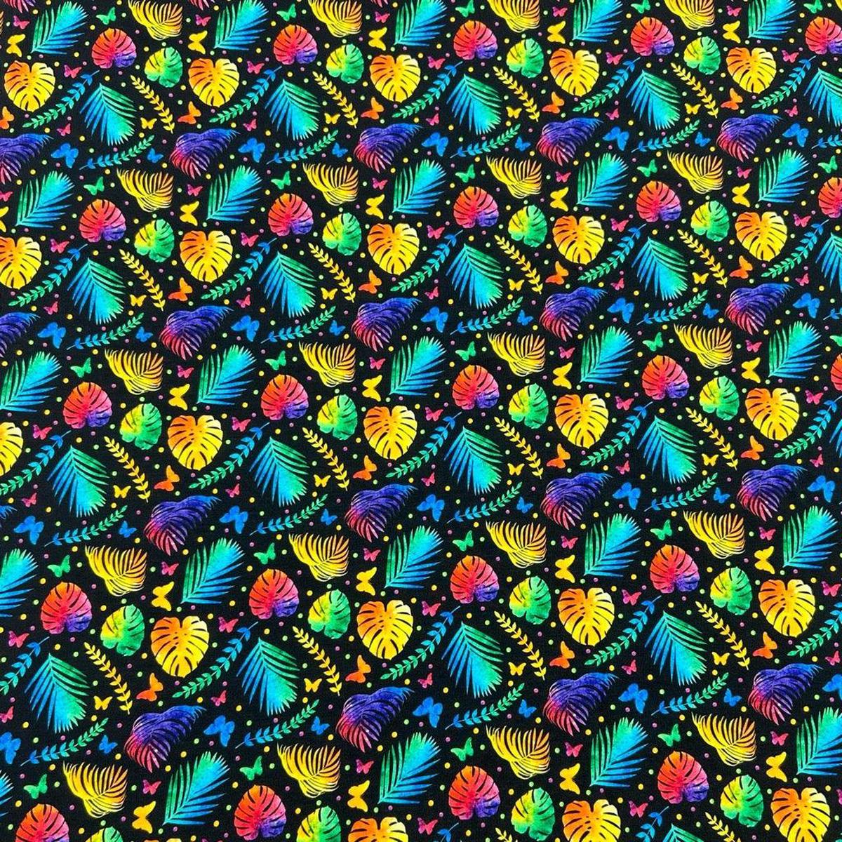 Leaves and Butterflies Bamboo Jersey Fabric