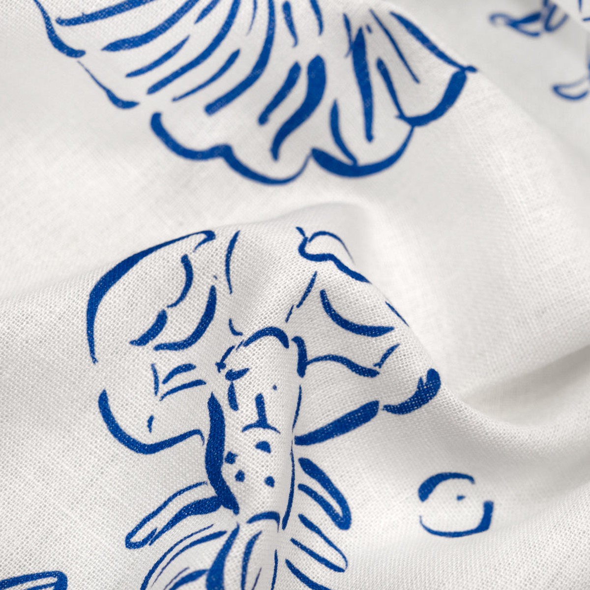 She Sells Seashells Linen Viscose Blend - White/Cobalt