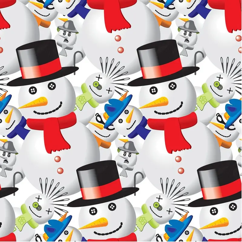 Insane Snowman Fabric - White