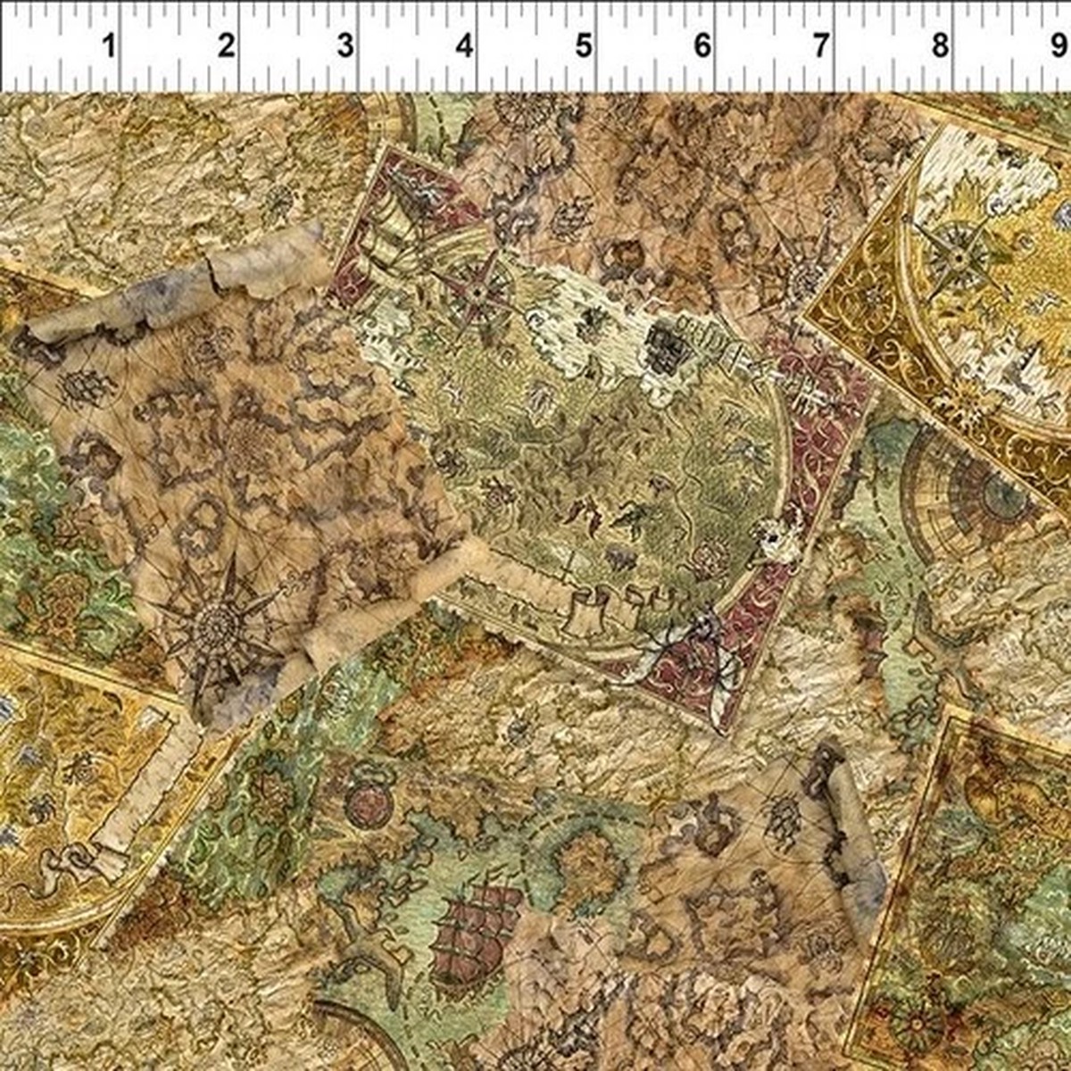 LEGENDARY JOURNEYS 1 yd Old Treasure Maps Fabric Lord of the Rings! by Yenter